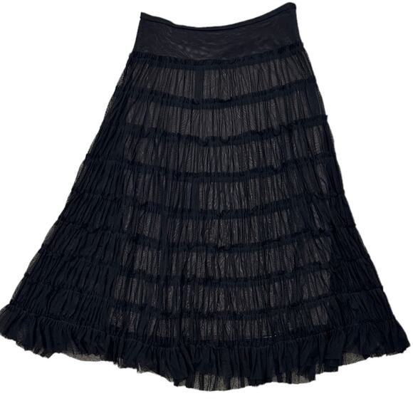 Garnet Hill Tiered Lace Whimsygoth Midi Skirt - Picture 2 of 6